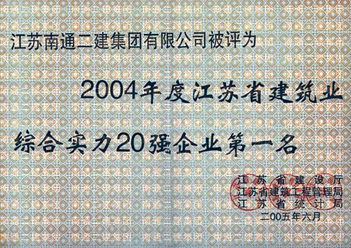 2004年度江蘇建筑業綜合實力20強