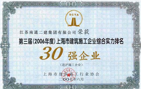 2006年上海市建筑施工企業綜合實力30強